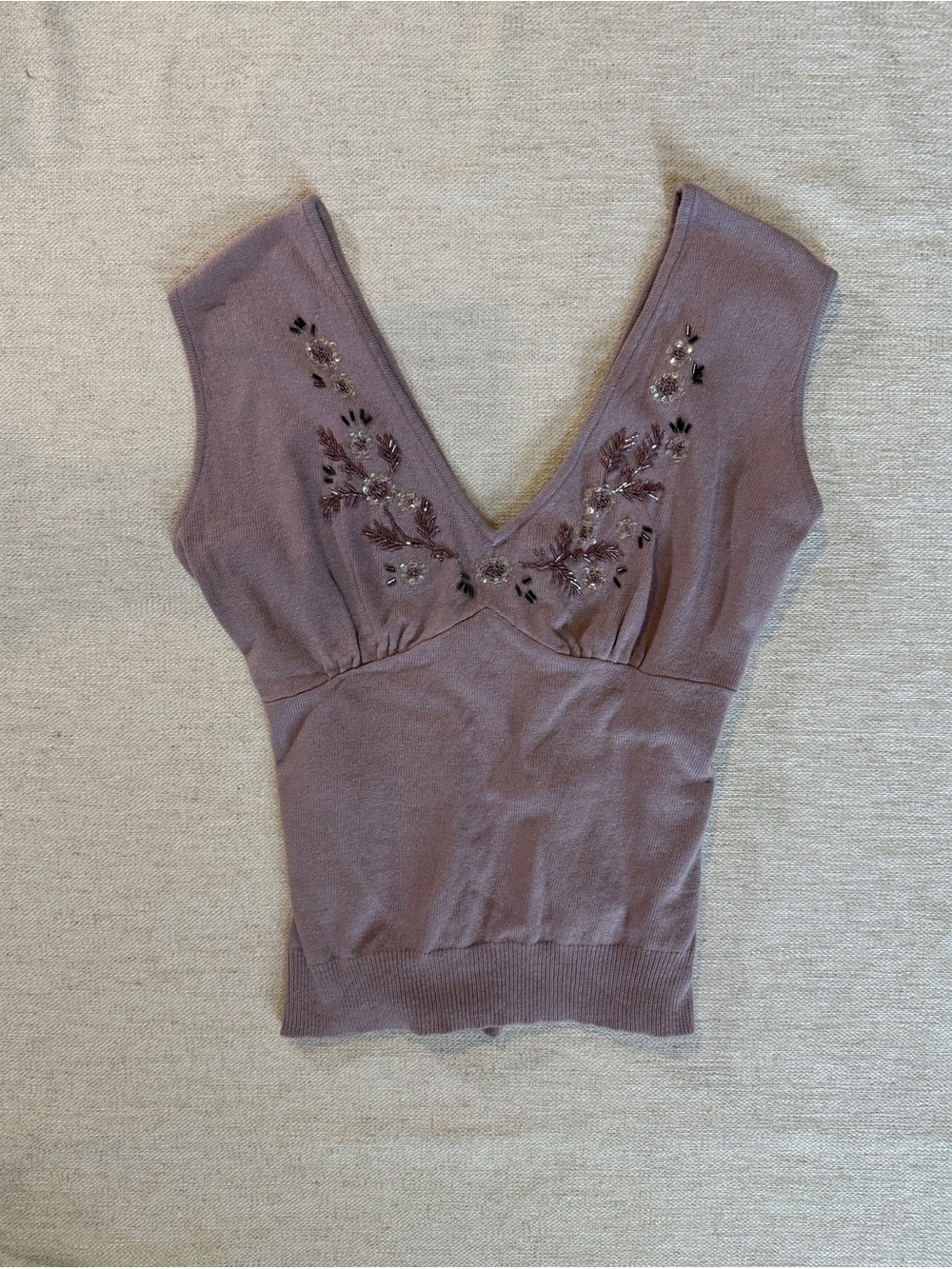 The Limited Mauve Embellished V-Neck Knit Camisole